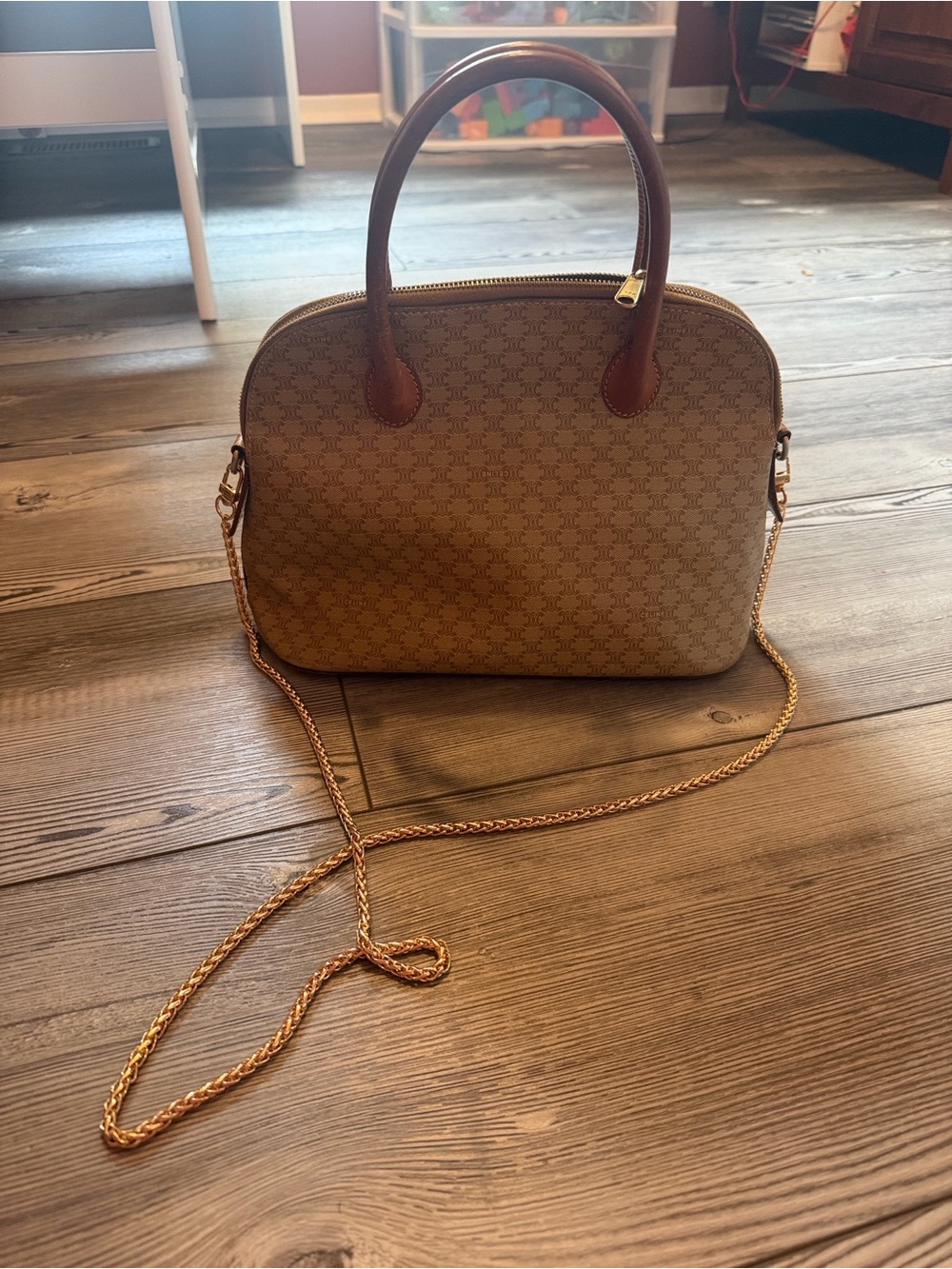 Authentic Vintage Celine Macadam leather handbag